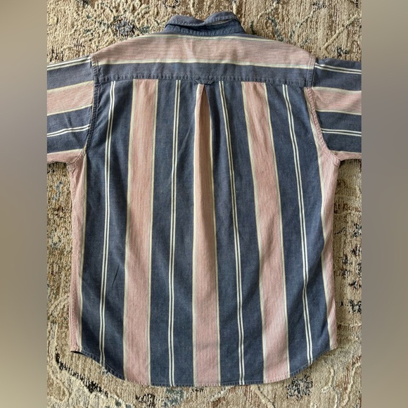 Vintage Button Down Mens Large Blue Red Cotton Preppy Retro USA Coastal Beach - Picture 4 of 8